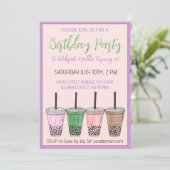 ボバブルタピオカパールミルクティバースデーパーティー 招待状 (スタンド正面)