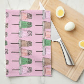 ボバブルタピオカパールミルクティードリンク キッチンタオル (四つ折り)