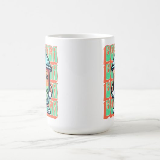 ボバブルティーかわいいかわいい漫画 コーヒーマグカップ (中央)