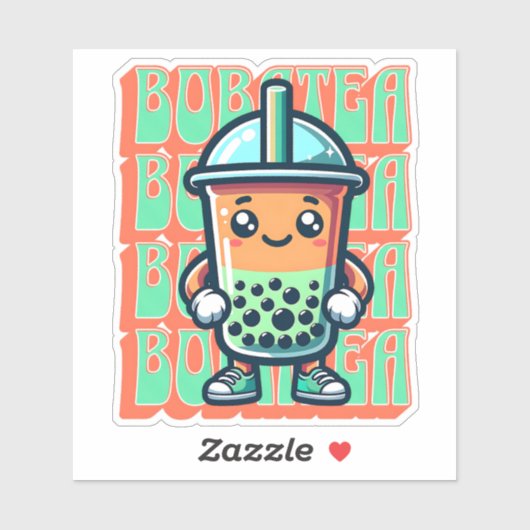 ボバブルティーかわいいかわいい漫画 シール (シート)