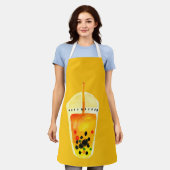 ボバブルティーアートイラストレーション エプロン (着用した状態)