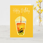 ボバブルティーアートイラストレーション カード (黄色い花)