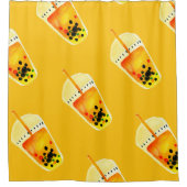 ボバブルティーアートイラストレーション シャワーカーテン (正面)