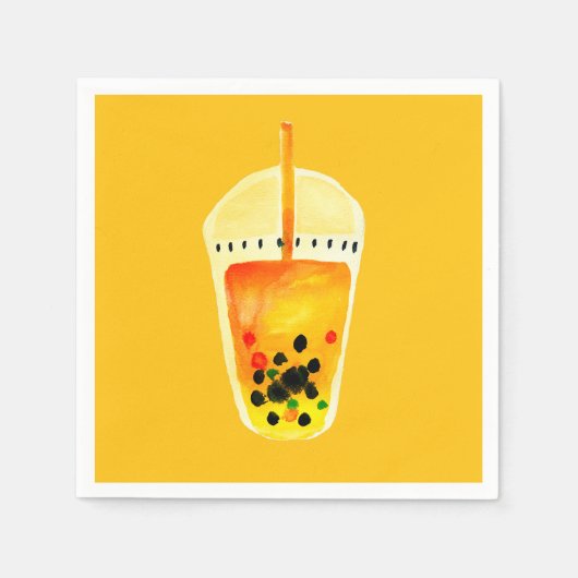 ボバブルティーアートイラストレーション スタンダードカクテルナプキン (正面)