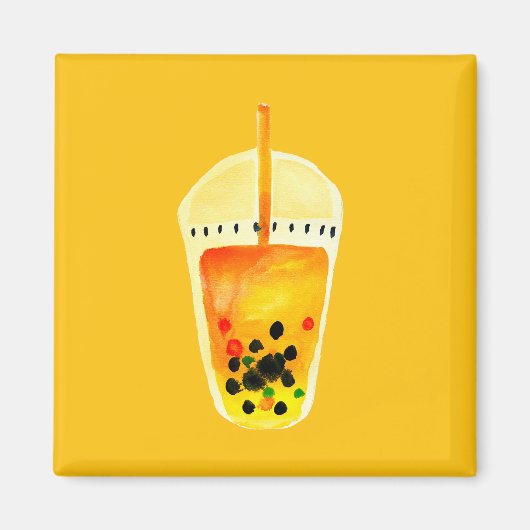 ボバブルティーアートイラストレーション マグネット (正面)