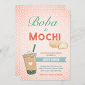 ボバブルティーベイビーシャワー日本かわいい 招待状 (正面/裏面)