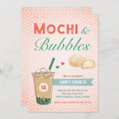 ボバブルティーモチ甘いキッズガール10代のティーンエイジ 招待状 (正面/裏面)