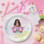 ボバブルティー誕生日アフリカンアメリカン ペーパープレート (パーティー)