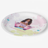 ボバブルティー誕生日アフリカンアメリカン ペーパープレート (アングル)