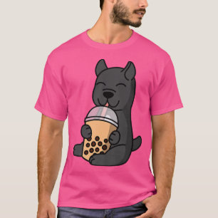 ボバブルミルクティーケーンコルソ犬プレミアム Tシャツ