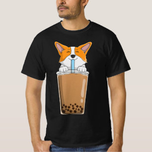 ボバミルクティーかわいいコルギパピーアニメ日本のースト Tシャツ