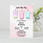 ボバミルクティーバブル誕生日 招待状 (スタンド正面)