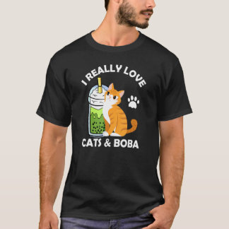 ボバミルクティー 私は本当に猫が好き & ボバティーン 服 Tシャツ
