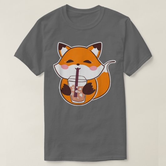 ボバミルクバブルティーを飲むアニメかわいい31 Tシャツ (デザイン正面)