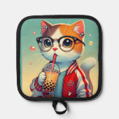 ボバ付猫 鍋敷き (正面)