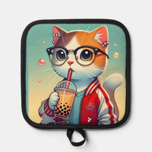 ボバ付猫 鍋敷き (正面)