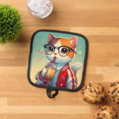 ボバ付猫 鍋敷き (トップダウン)