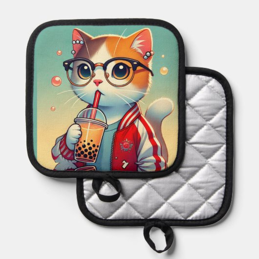 ボバ付猫 鍋敷き (正面/裏面)