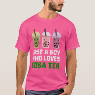 ボバ茶の甘いタピオカのお菓子を愛する男の子だけ Tシャツ