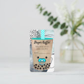 ボバ茶インスパイア赤ちゃんシャワーおむつラッフル エンクロージャーカード (スタンド正面)