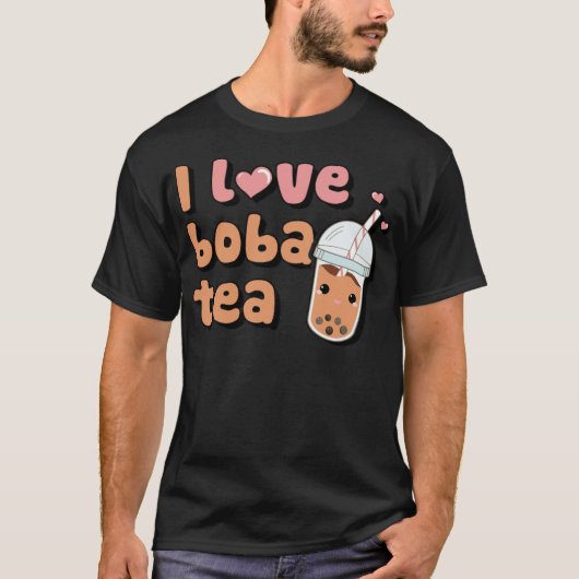 ボバ茶ボバ茶おもしろいバブルティーの衣装が大好き Tシャツ (正面)