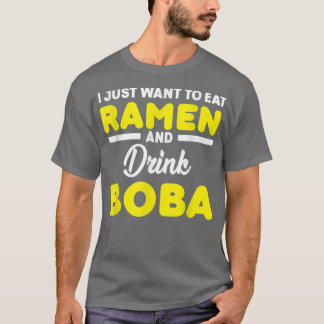 ボバ茶ラーメンかわいいかわいいバブルミルクティー Tシャツ