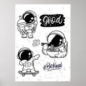 ボバ ラブ ラーメン 宇宙飛行士 壁画 ポスター (正面)