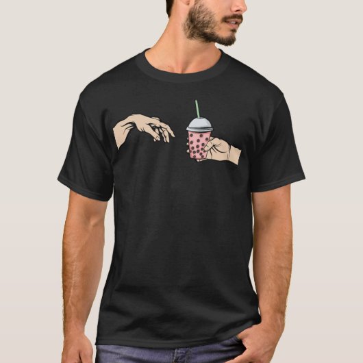 ボバ 韓国の美学スタイルのバブルティー 馬が疾走 Tシャツ (正面)