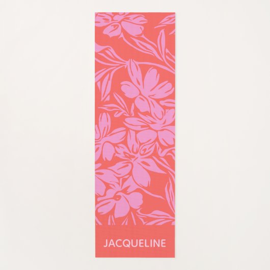 ボパーソナライズされたタニカルピンクレッドウェルネスフィットネス ヨガマット (正面)