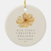ボパーソナライズされたホフローラ初めてのクリスマス婚約した セラミックオーナメント (裏面)