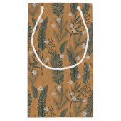 ボパーソナライズされた素朴タニカル自然ホリデーフォト スモールペーパーバッグ (裏面)