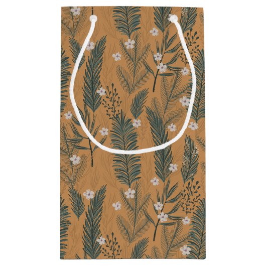 ボパーソナライズされた素朴タニカル自然ホリデーフォト スモールペーパーバッグ (裏面)