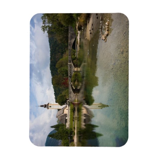 ボヒニ湖と教会、スロベニア長方形マグネット マグネット (縦)