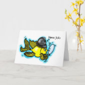 ボビーの魚のおもしろいなイギリスの警官挨拶状 カード (黄色い花)