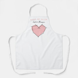 ボビーピンロゴ美容師ピンクビジネス エプロン