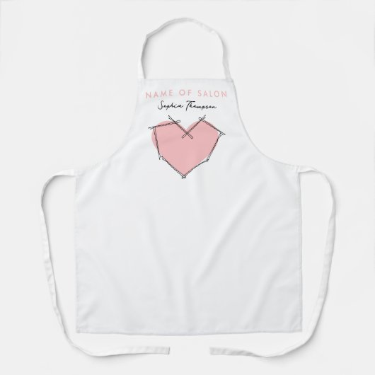 ボビーピンロゴ美容師ピンクビジネス エプロン (正面)