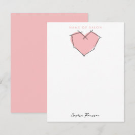 ボビーピンロゴ美容師ピンクビジネス ノートカード