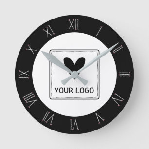 ボビーピンローマ数字ヘアサロンあなたのロゴ ラウンド壁時計