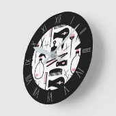 ボビーピンローマ数字ヘアサロンパターン ラウンド壁時計 (傾斜)