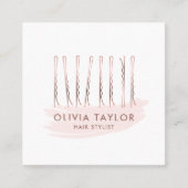 ボビーピン美容師ヘアサロン美容師 スクエア名刺 (正面)