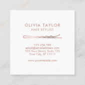 ボビーピン美容師ヘアサロン美容師 スクエア名刺 (裏面)