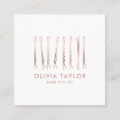 ボビーピン美容師ヘアサロン美容師 スクエア名刺 (正面)