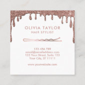 ボビーピン美容師滴下金ゴールド美容師 スクエア名刺 (裏面)