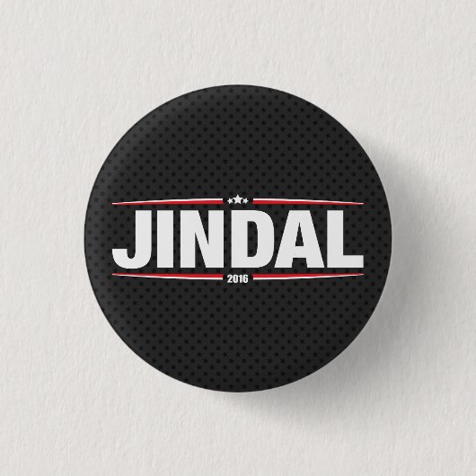 ボビーJindal 2016年(星は及び-黒を縞で飾ります) 缶バッジ (正面)