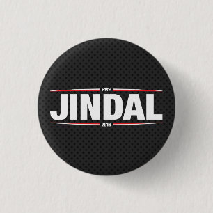 ボビーJindal 2016年(星は及び-黒を縞で飾ります) 缶バッジ