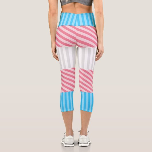 ボファンキーホストライプ抽象芸術トランスジェンダープライド国旗 カプリレギンス (裏面)