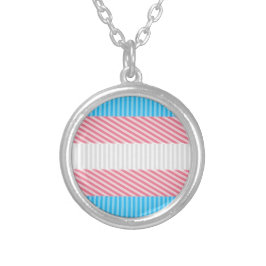 ボファンキーホストライプ抽象芸術トランスジェンダープライド国旗 シルバープレートネックレス
