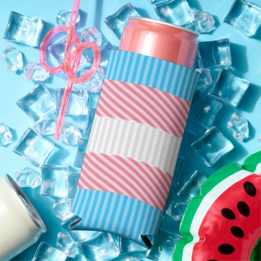 ボファンキーホストライプ抽象芸術トランスジェンダープライド国旗 スリム缶クーラー (インサイチュ 夏)