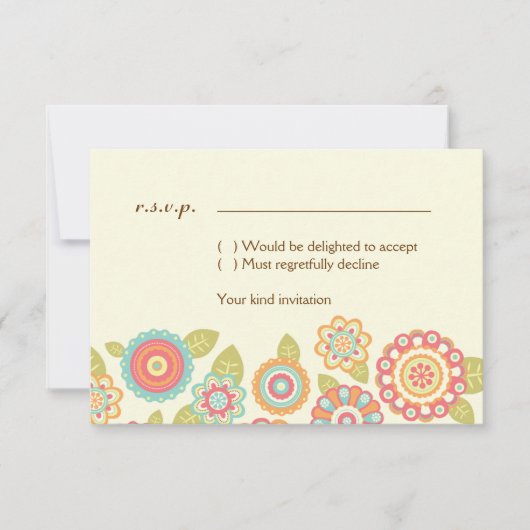 ボファンキーホレトロ花結婚の数 招待状 (正面)