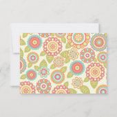 ボファンキーホレトロ花結婚の数 招待状 (裏面)